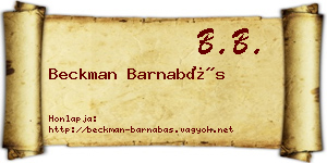 Beckman Barnabás névjegykártya